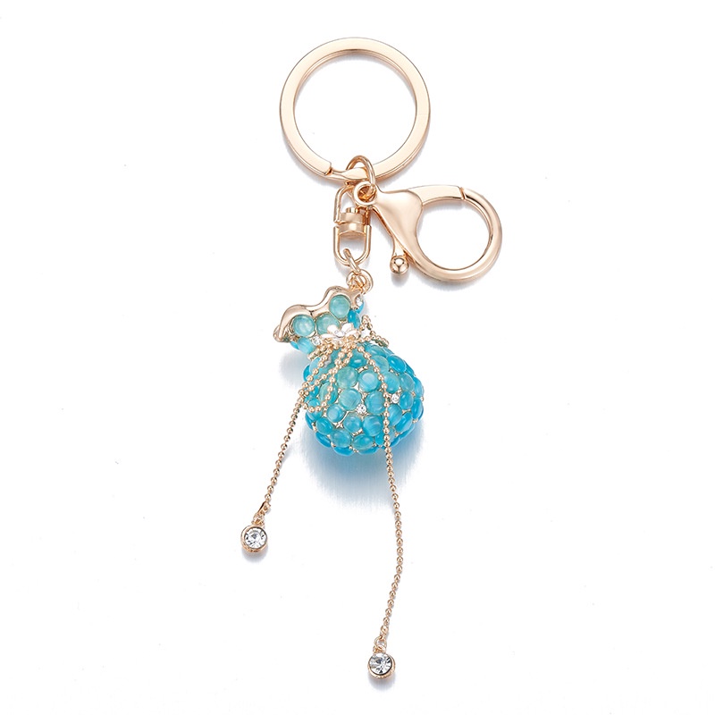 Móc khóa hình túi xách đính đá opal phong cách Trung Hoa Móc khóa hình túi xách