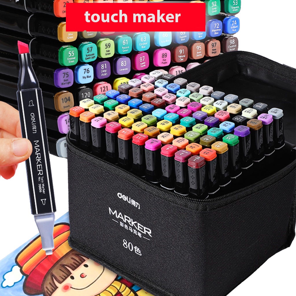 Bút Màu Marker Touch Cool Túi Vải 48/60/80 Màu Chuyên Nghiệp - Hàng Chính Hãng