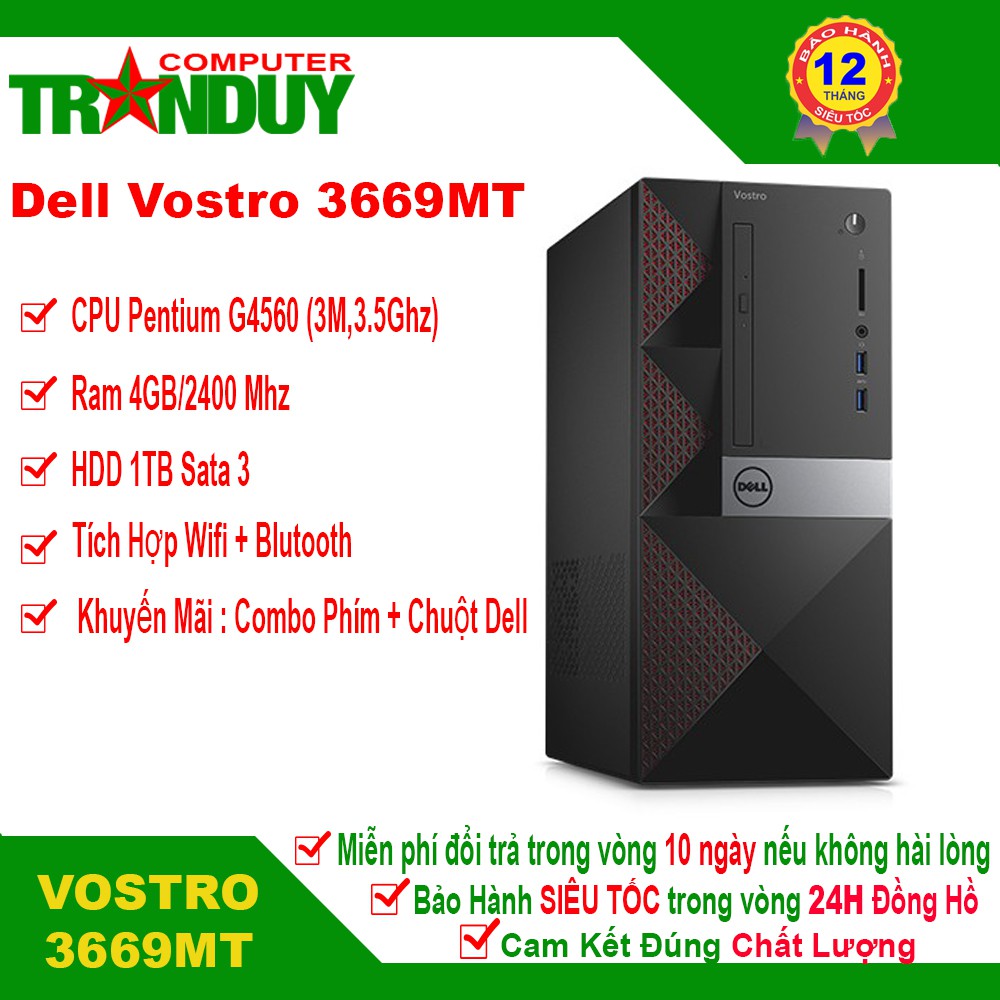 Máy Tính Để Bàn Dell Vostro 3669MT Case Đứng CPU thế hệ 7 likenew Fullbox