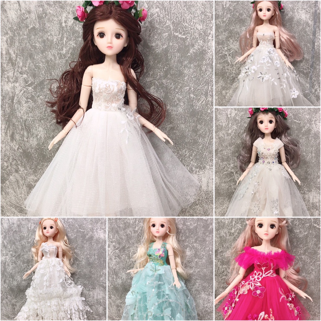 Búp bê 36cm trơn cơ thể 21 khớp tóc dài và dày (tặng kèm giày)