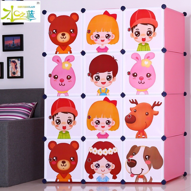 TỦ NHỰA LẮP GHÉP 12 Ô HỒNG CỬA MICKEY SIZE SÂU 47cm dành cho bé. Tặng kèm 2 treo đồ