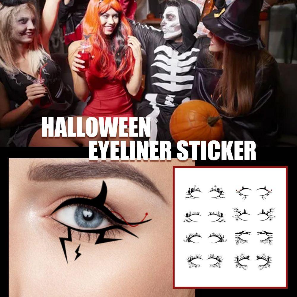 Set 8 Cặp Hình Xăm Dán Mắt Nhện Phong Cách Halloween Độc Đáo