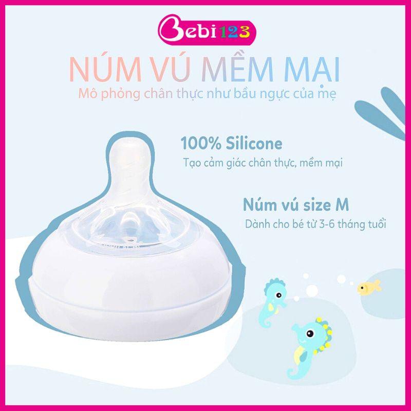 Bình sữa Kichi Natural Cổ Rộng núm ty mô phỏng như ty mẹ cho bé