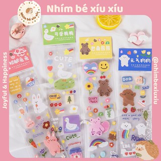 Sticker Thỏ Cún Gấu Vịt chất liệu PET chống thấm nước dạng dải dài trang trí sổ tay, ốp điện thoại VT209