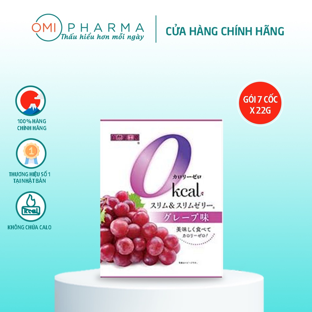 Thạch Trái Cây Nhật Bản Vị Nho Yuwa Không Chứa Calo (Gói 7 Cốc X 22G)