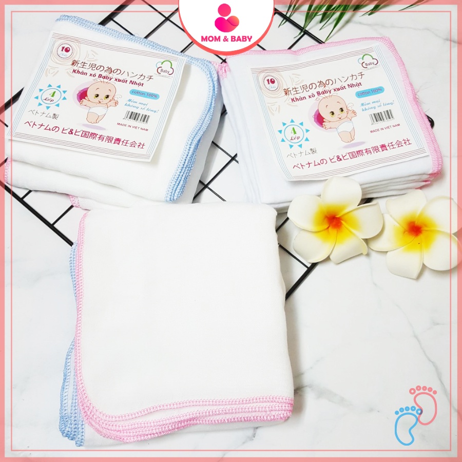 Set 10 Khăn Sữa Cho Bé Vải Xô Trắng Kiba Xuất Nhật 2 Lớp, 3 Lớp, 4 Lớp Mềm Mịn, An Toàn Cho Da Bé