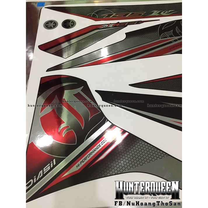 Tem rời dán xe Exiter 135 đen (2011-2014). LC chất liệu crom cao cấp