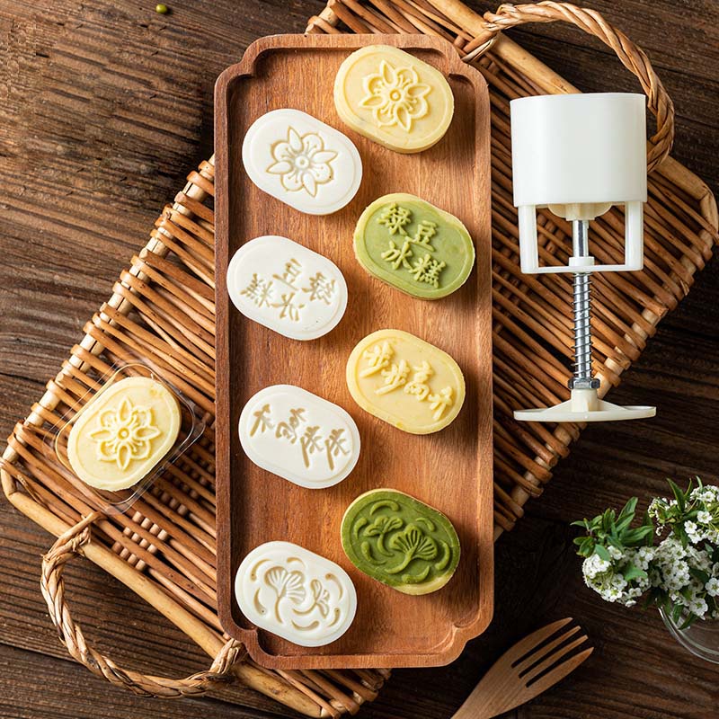 Bộ Khuôn Làm Bánh Trung Thu 3D 4 Con Dấu 50g Bằng Tay