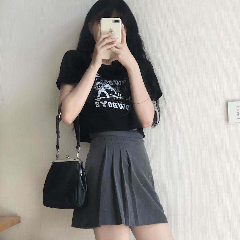 Áo croptop nữ tay ngắn cổ tròn vải thun cotton kiểu hàn quốc CR045 Miucho in hình hoạ tiết