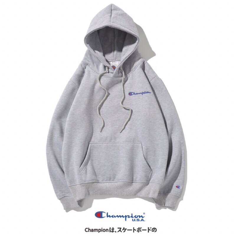 Áo hoddie champion form rộng vải nỉ dáng dài thời trang