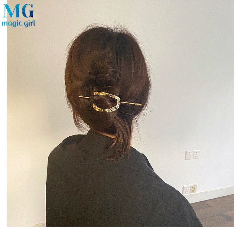 Kẹp Tóc Kim Loại Thiết Kế Vòng Cung Đơn Giản Cho Nữ