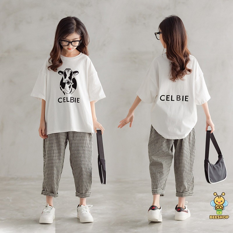 [Mã SKAMFSW175 giảm 10K đơn 50K] Đồ bộ Celbie cho bé gái Beeshop Set quần thô và áo phông cotton cao cấp H22005