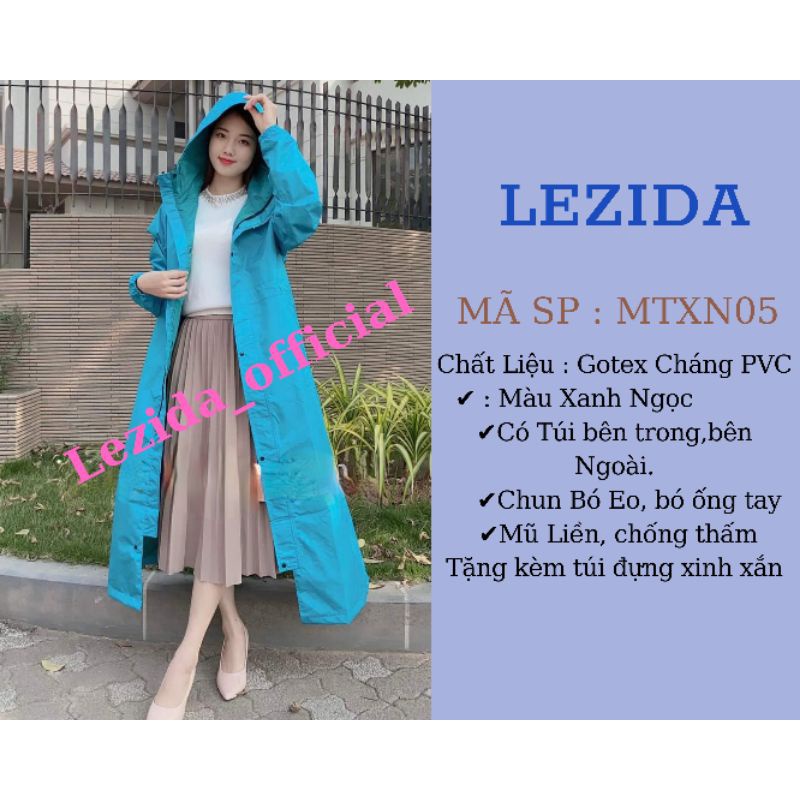 Áo mưa măng tô bộ người lớn 1 người siêu chống thấm 2 lớp LEZIDA MTXN01