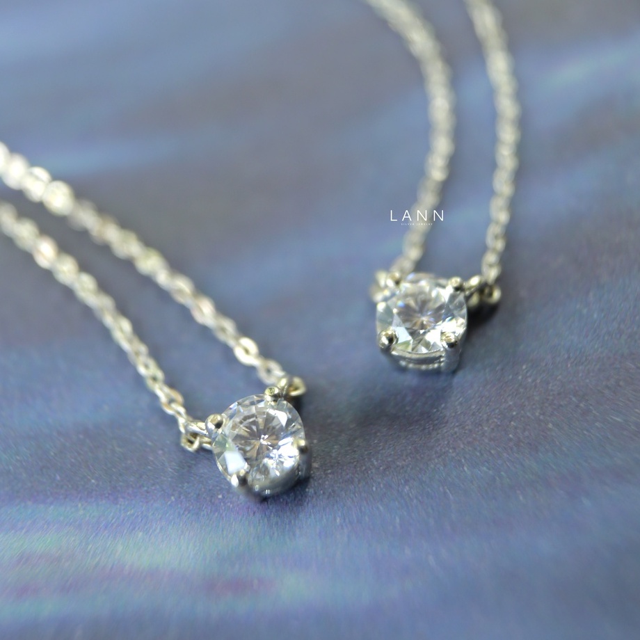 Vòng cổ một đá trắng BẠC S925 LANN N110