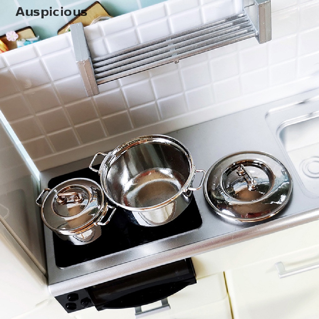 Nồi Nấu Ăn Bằng Thép Không Gỉ Tỉ Lệ 1 / 12 Trang Trí Nhà Búp Bê