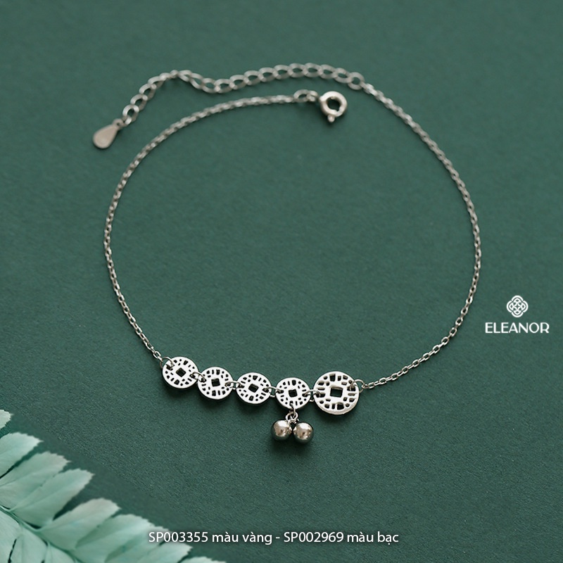 Lắc chân nữ Eleanor Accessories mắt xích hình kim tiền phối bi tròn phụ kiện trang sức đẹp