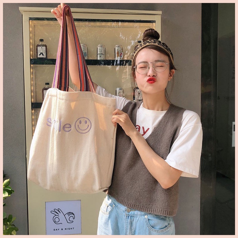 Túi tote vải canvas đi học đeo chéo nữ Tina shop TX036