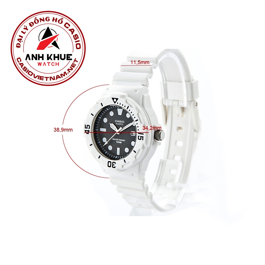 Đồng Hồ Casio Nữ LRW-200H-1EVDF Dây nhựa trắng - Mặt đen - Chống nước 100 mét