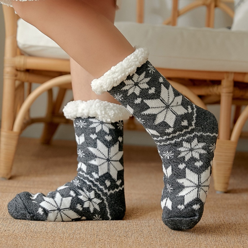 Xiangbao Vớ Lông Cừu Lót Xù In Hình Trái Tim Tuần Lộc Giáng Sinh Cho Nữ Wa