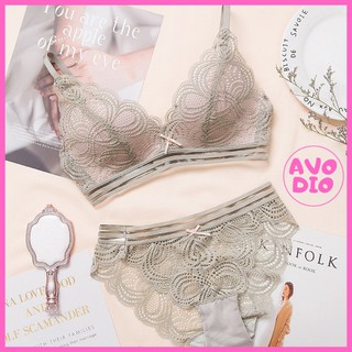 Combo áo ngực quần lót nữ phối ren cao cấp AL034 mút mỏng