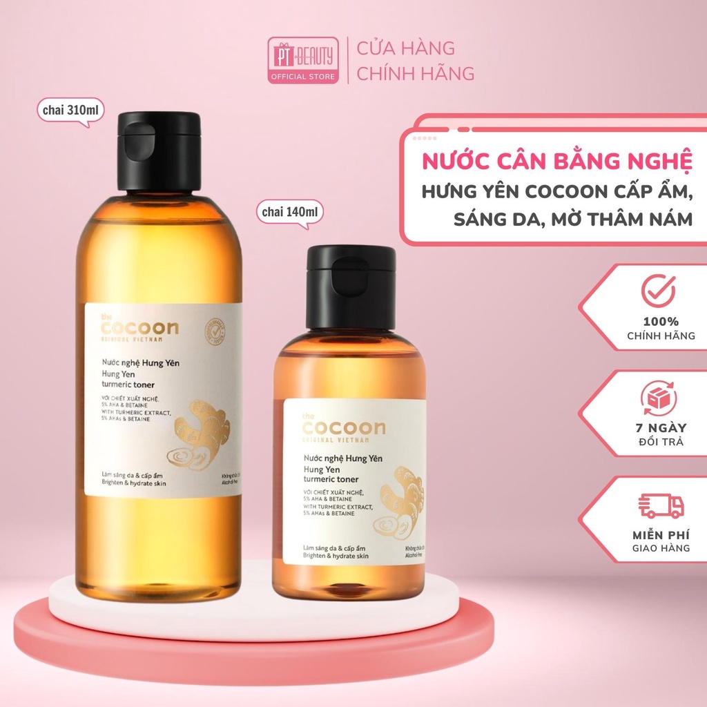 Nước nghệ Hưng Yên (toner) COCOON cấp ẩm sáng da mờ thâm nám