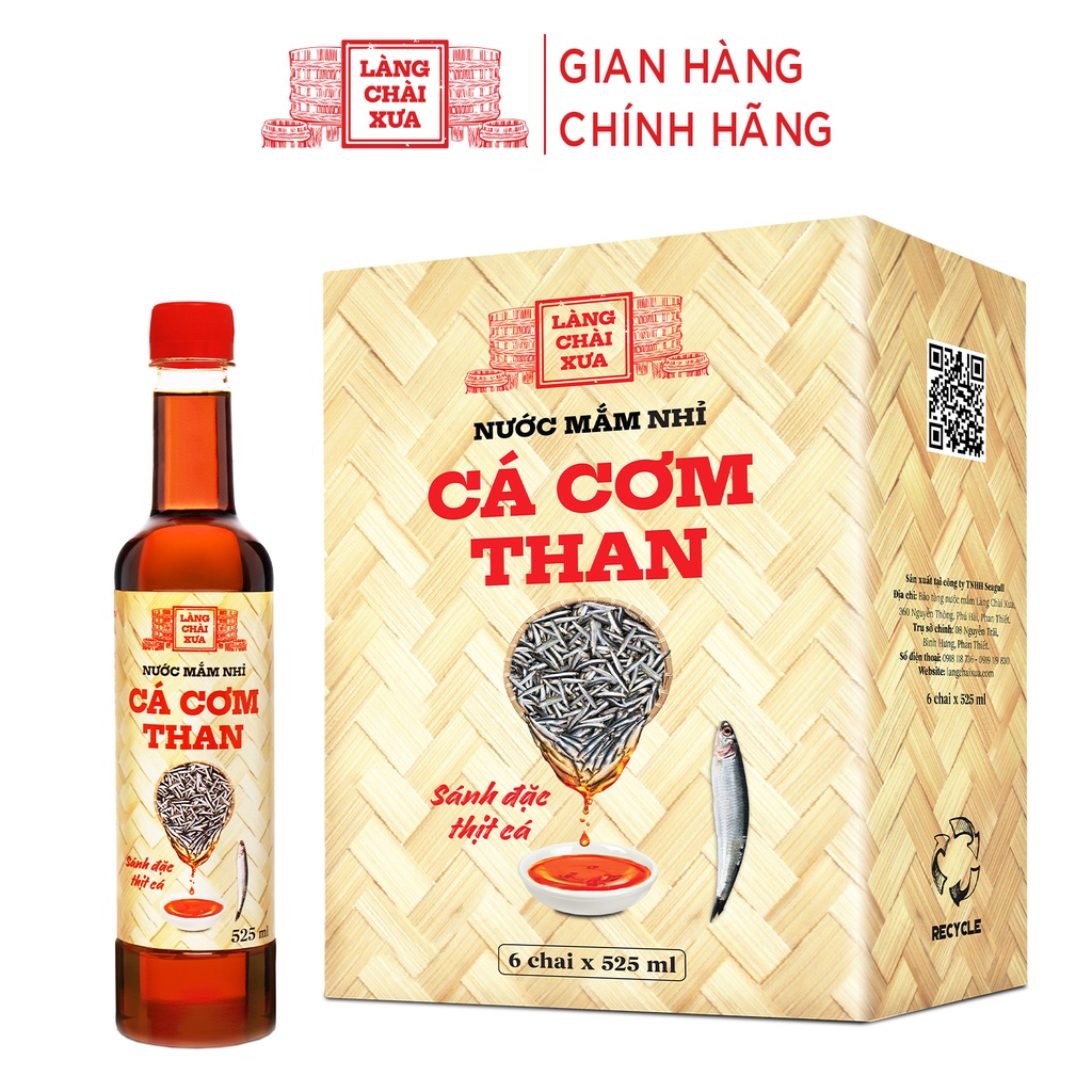 [Date mới] Nước mắm nhỉ cá cơm than Làng Chài Xưa 525ml (01 chai) sánh đặc thịt cá 300 năm truyền thống