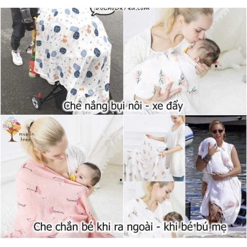 Khăn xô tắm 2 lớp Muslin Swaddle, khăn quấn đa năng cho bé cực đẹp