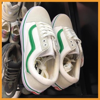 Giày Sneaker Van Classic Cổ Thấp trắng kẻ xanh fullbox