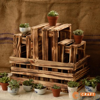 Hộp gỗ pallet vân khò lửa - Thùng gỗ vintage - trang trí đựng đồ