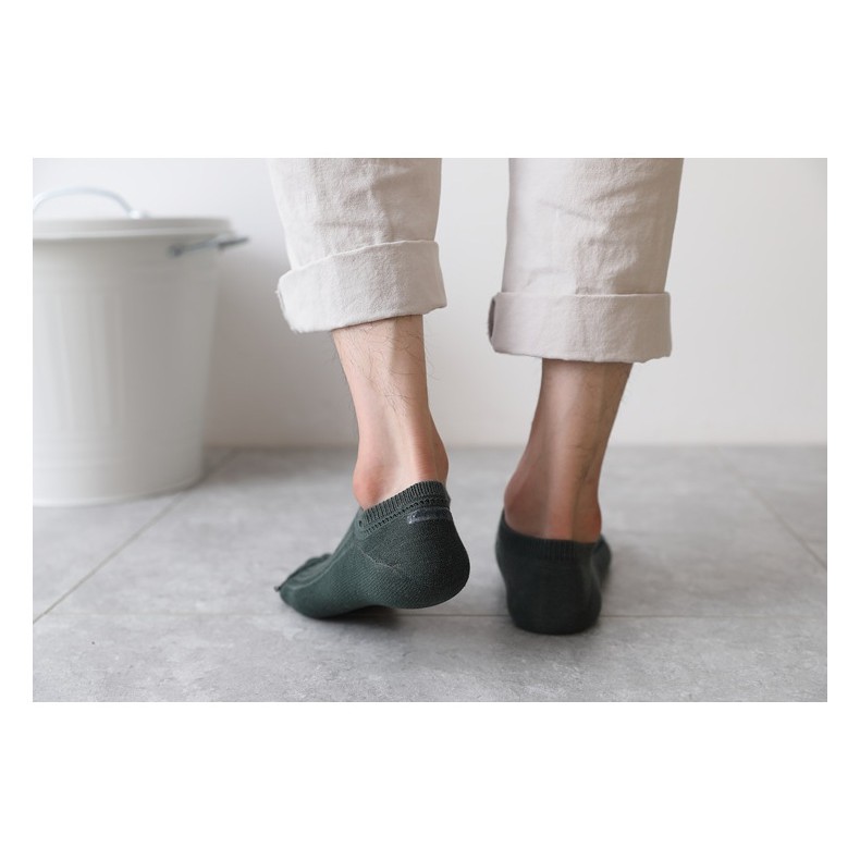 Tất Cổ thấp nam Màu trơn Cotton Vớ gân trơn nam cổ ngắn Thu Đông