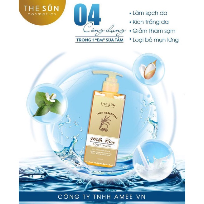 [Tặng kẹp xinh] Sữa Tắm Trắng Hồng Da Toàn Thân The Sun, Dung Tích 400ml, Dạng Gel Tiết Kiệm, Dùng Được Cho Cả Nam Và Nữ