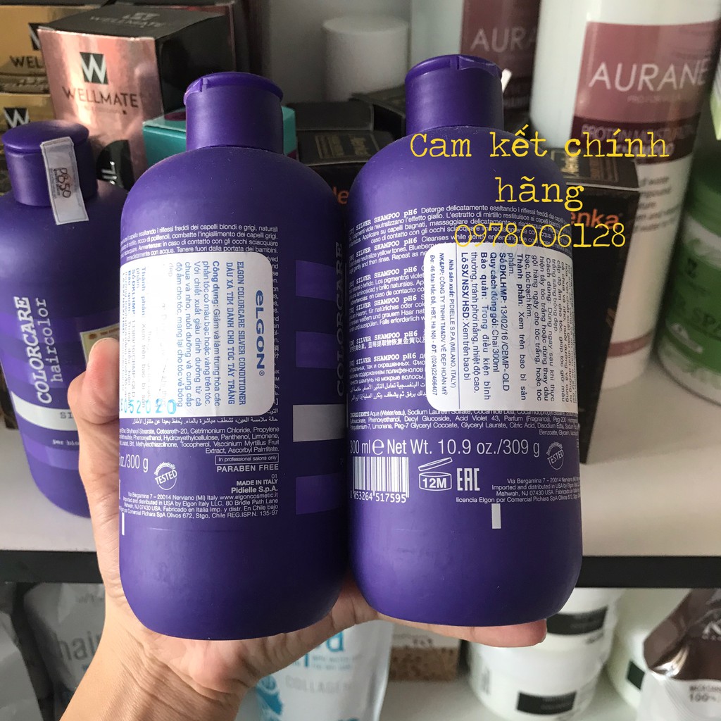 [Elgon-Itali] Gội xả khử sắc tố vàng Elgon Silver Shampoo and Conditioner