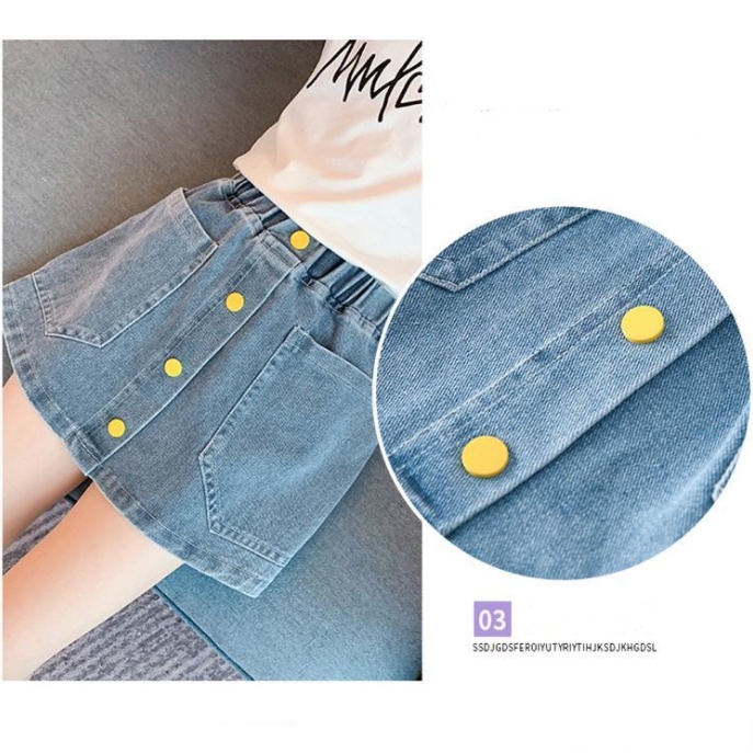 Chân Váy Denim Lửng Mùa Hè Phong Cách Mới Dành Cho Bé Gái