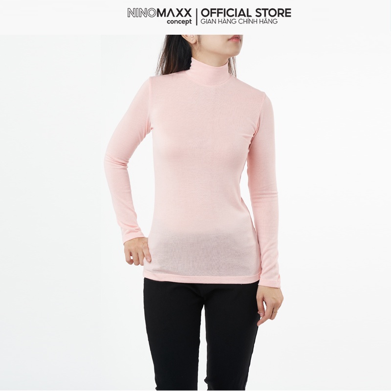 N&amp;M Áo thun nữ cổ cao tay dài chất poly pha cotton 1811011