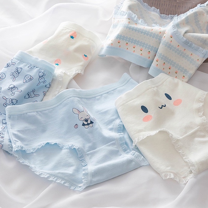 Set 10 Quần Lót Nữ Cotton Thỏ - Dâu Tây Ngang Eo Thời Trang Dễ Thương 8015