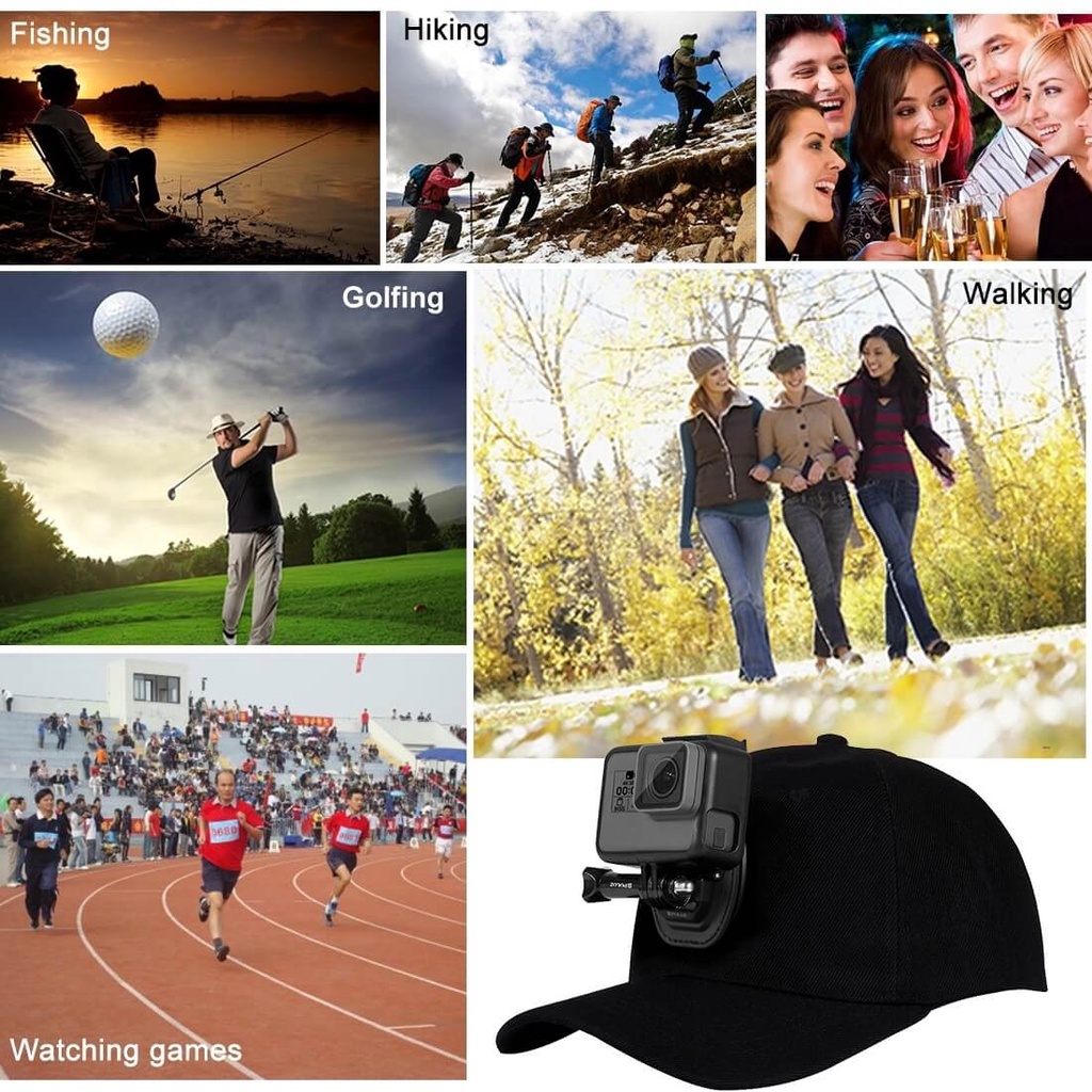 MŨ LƯỠI TRAI GẮN GOPRO VÀ ACTION CAM PULUZ