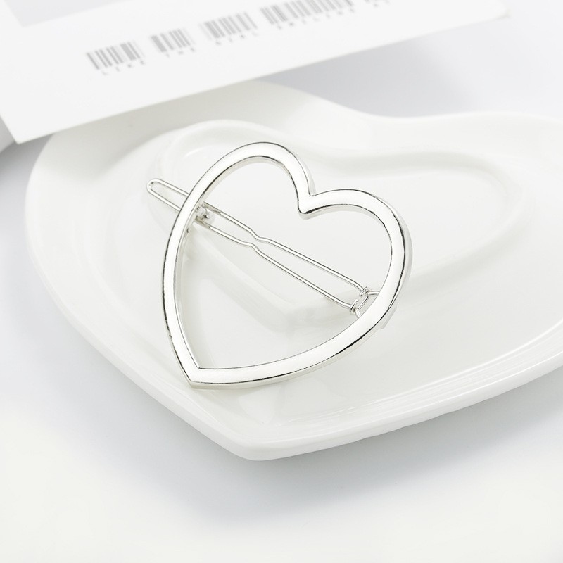 Kẹp Tóc Hình Trái Tim Màu Vàng Bạc Thiết Kế Đơn Giản Sáng Tạo