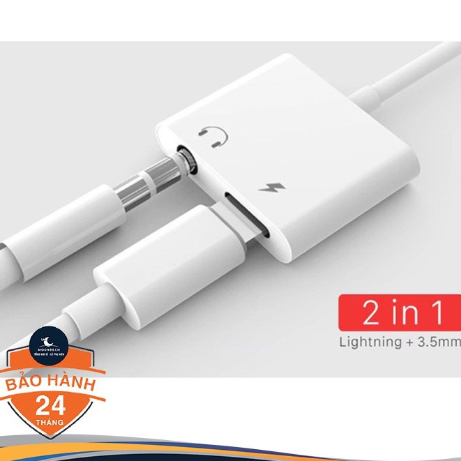 Jack Chuyển Đổi tai nghe 2 in 1 + Giắc Chia Cổng iPhone 7/8/X/11 Thành Cổng Sạc + Cổng Tai Nghe + Hỗ Trợ Mic