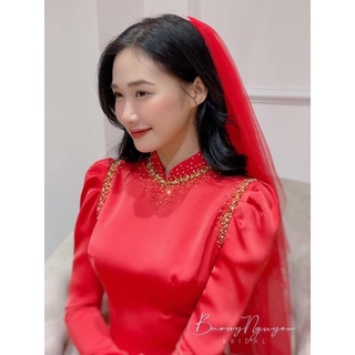 Áo dài hỏi cưới đỏ, trắng