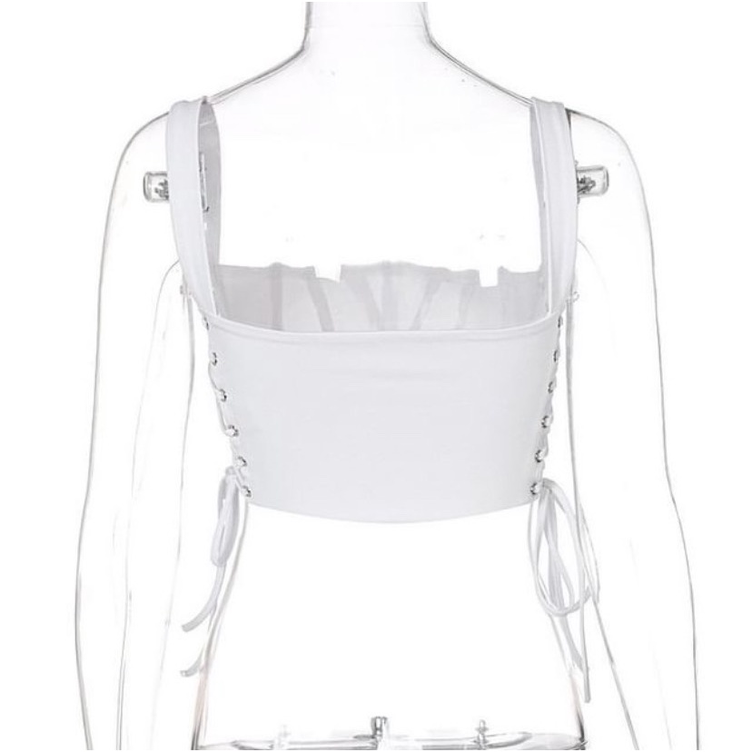 Áo Corset Trắng Vải Gọng Thắt Dây Phong Cách Sexy Ulzzang Hot Trend 2022 [AdorablexBeautiful]