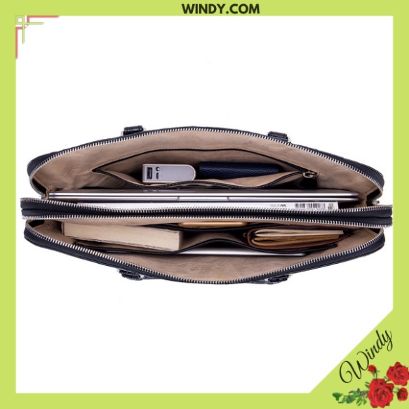 Cặp Đựng Tài Liệu A4 Da Nam chất liệu Da Bò Dập vân cá sấu Màu đen windy.com