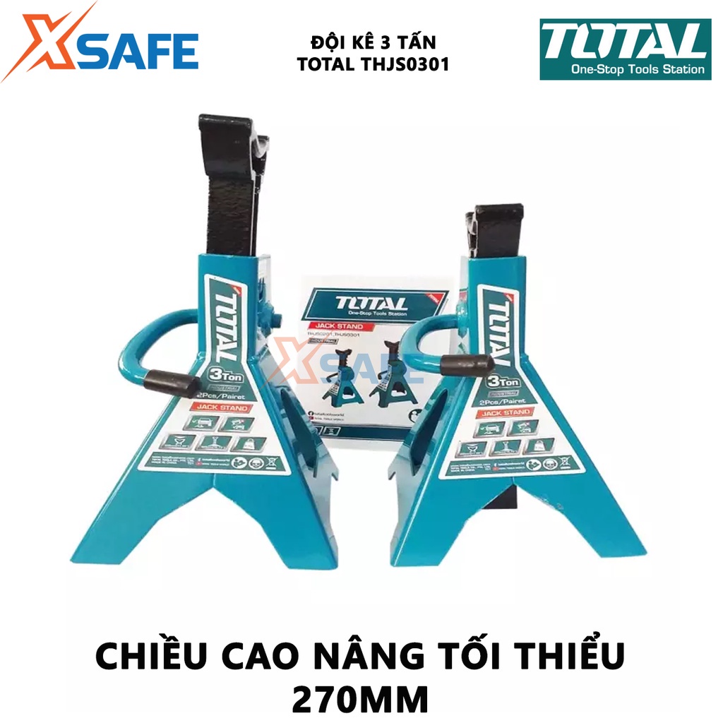 Đội kê ô tô 3 tấn TOTAL THJS0301 nâng cao tối thiểu 2700mm, tối đa 410mm, phủ sơn tĩnh điện chống thấm nước, gỉ sét