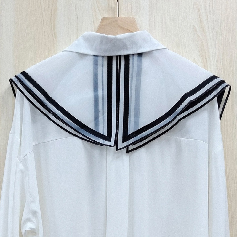 Khăn Choàng Cổ Giả Hai Lớp Thêu Họa Tiết Màu Sắc Tương Phản Thời Trang Cho Nữ Sinh