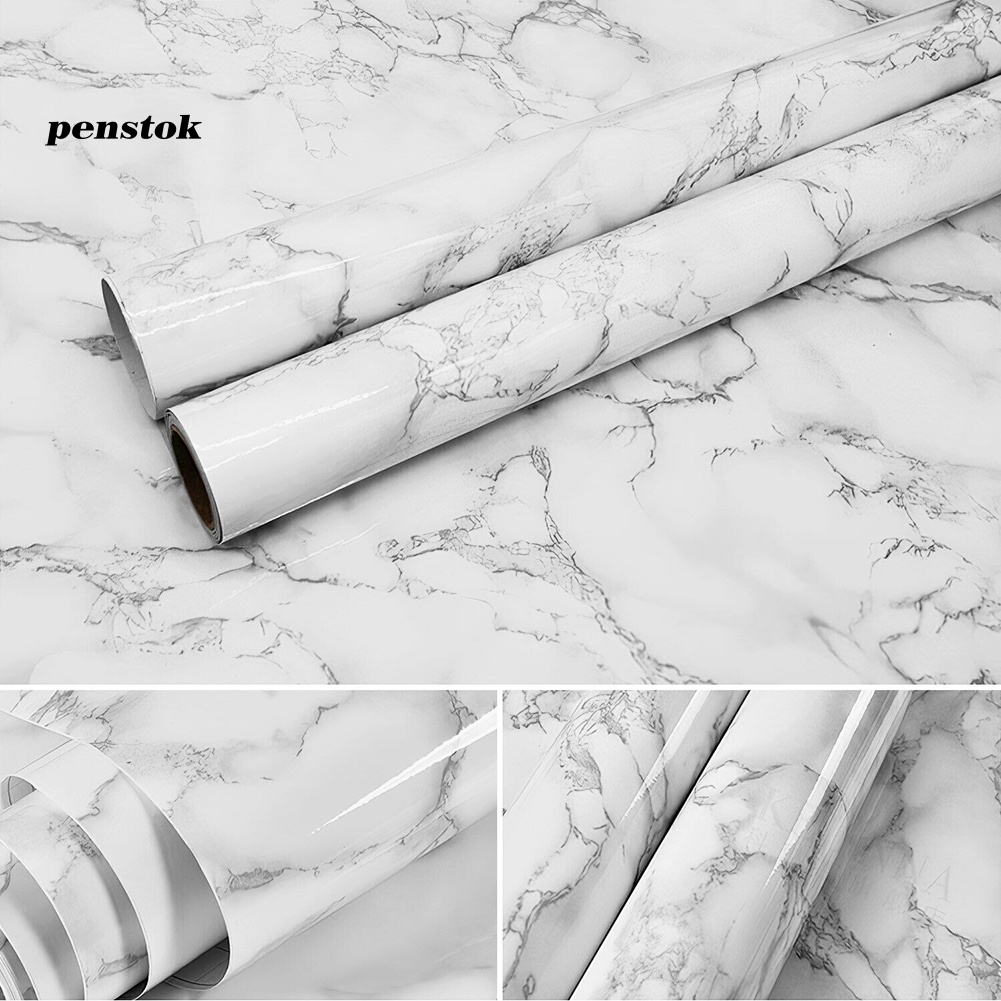 Comely 60x300cm Marble Pattern Waterproof Self-adhesive Kitchen Wallpaper Wall Sticker