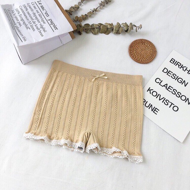 Quần Đùi Váy Gân Cotton Viền Ren Hàng Đẹp (túi Zip) - Quần mặc váy nâng mông kháng khuẩn sexy nữ QL7