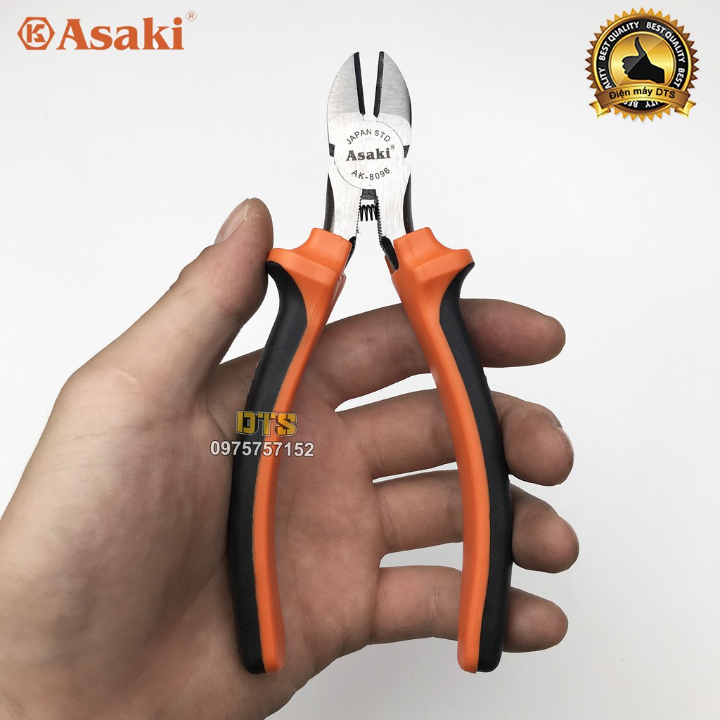 Bộ 2 kìm cắt - kìm nhọn kiểu Mỹ Asaki A+cut Tech 6 inch/ 150mm, thép High Carbon độ cứng cao