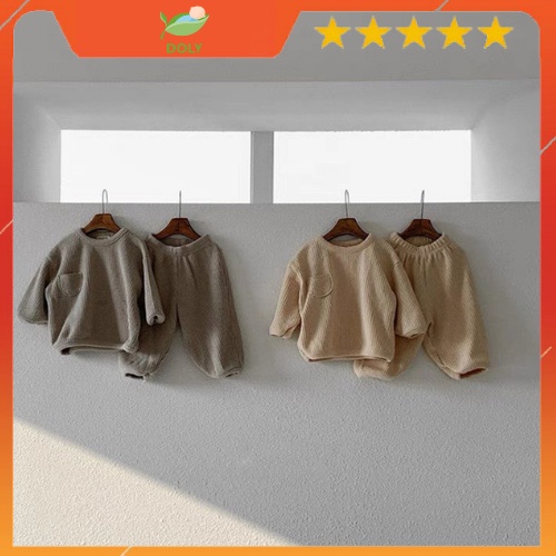 Bộ Korea Thu Đông Dài Tay Cho Bé Trai Và Bé Gái Ween Chất Liệu Len Tăm Từ 8kg Đến 28kg - DOLY STORE