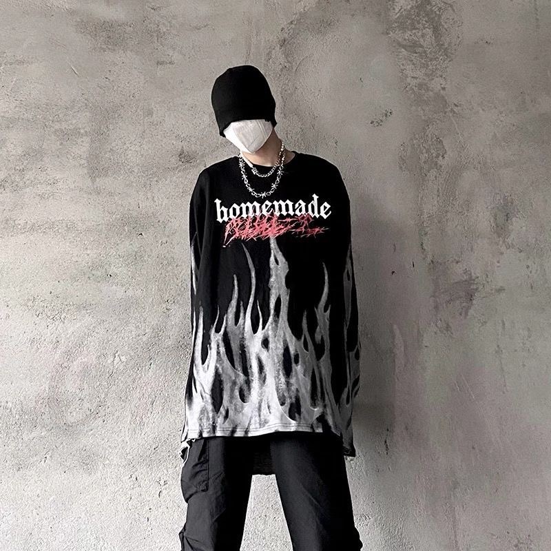 Áo thun MMIOT y2k tay dài in họa tiết phong cách hip hop gothic cổ điển thời trang cho nam và nữ