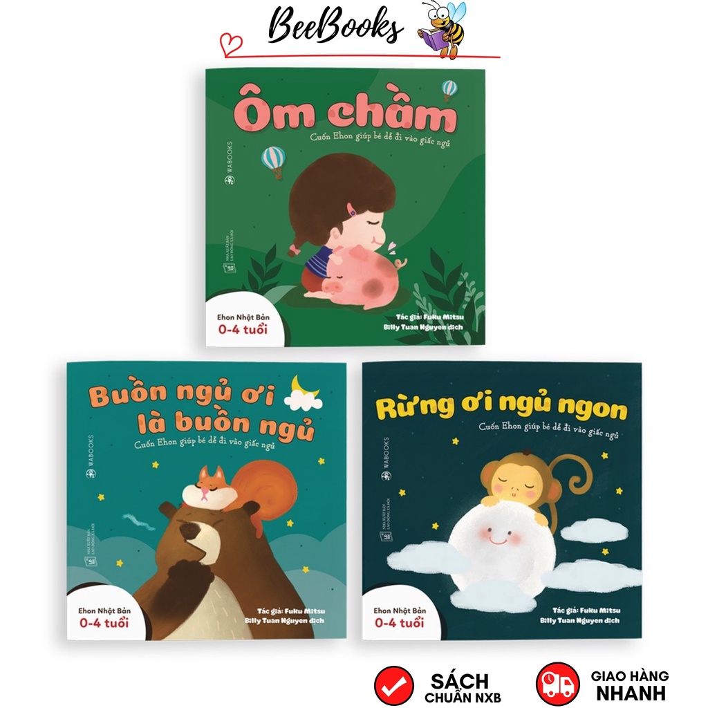 Sách Ehon- Bộ 3 cuốn Buồn ngủ ơi là buồn ngủ- Dành cho bé từ 0-4 tuổi dễ đi vào giấc ngủ