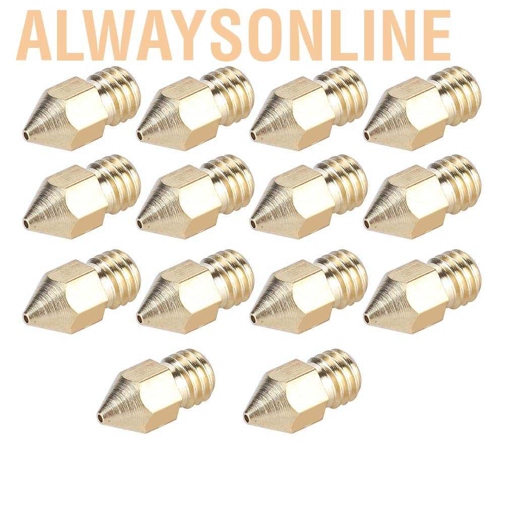 Alwaysonline 14Pcs 3D Printer Nozzle Extruder Brass Print Head 0.2/0.3/0.4/0.5/0.6/0.8/1mm